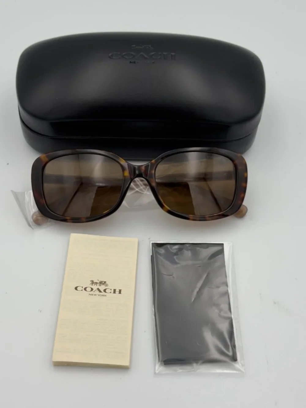 Coach HC8278 Polarized Sunglasses Dark Tortoise Brown 53mm NEW